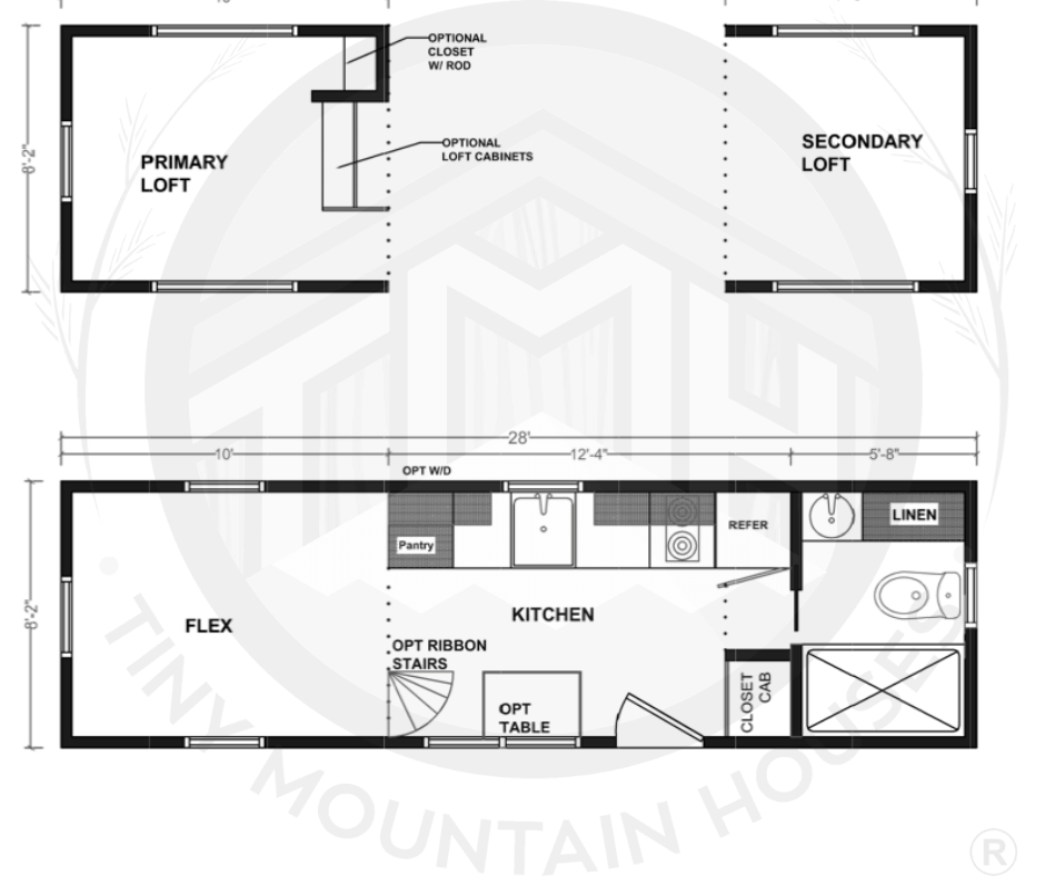 Castle Peak tiny home floorplans